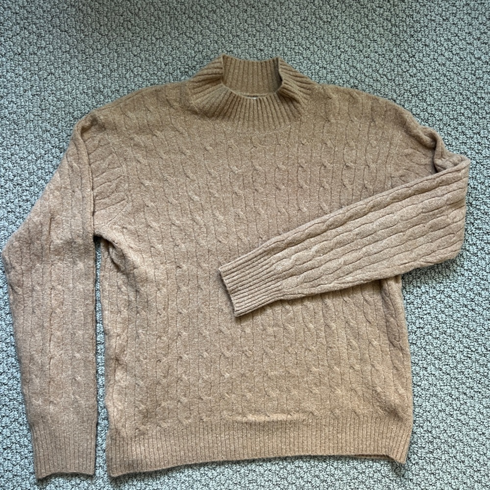 Cashmere Women's Cowl Neck soft Sweater in Warm Tan size M J Crew - Picture 3 of 5